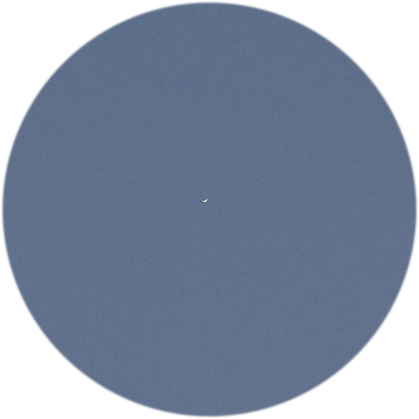 Venus als sikkel in een gewone verrekijker